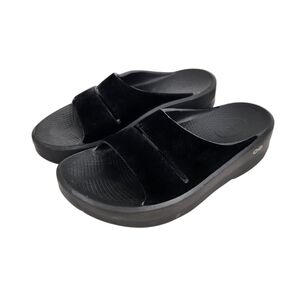 OOFOS Women's Black Slide Sandals